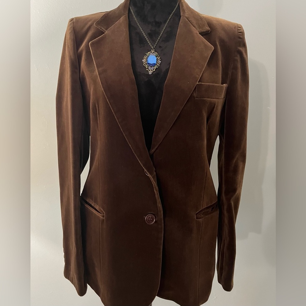 Vintage Velvet CASUAL CORNER Chocolate Brown Blazer - Picture 2 of 16